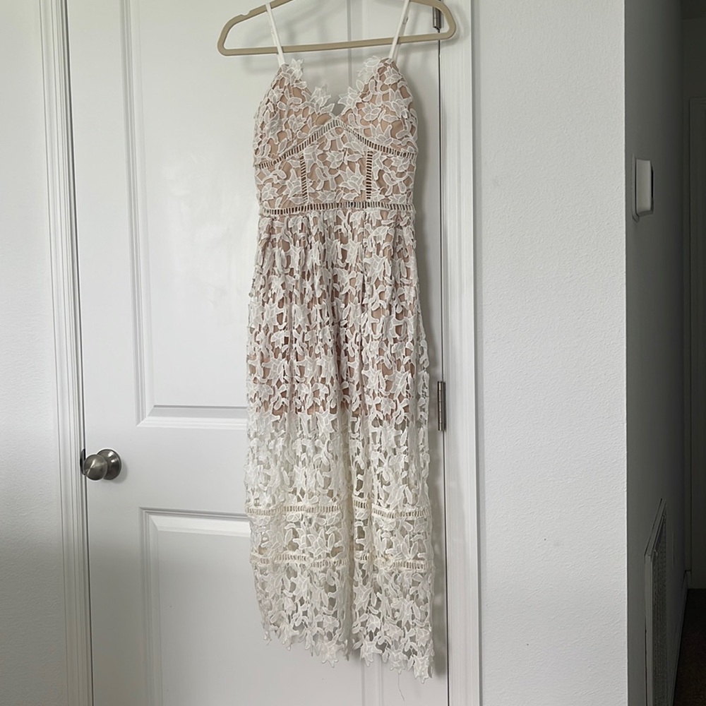 Showpo White Crochet Lace long dress